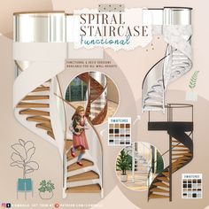 the spiral staircase is functionally designed and has been used as an art project for children