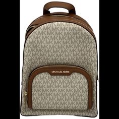 "New - The Item Is Brand-New, Unused, And Unworn. The Item May Or May Not Have The Original Tags And/Or Original Packaging. Backpack Logo-Print Canvas 89.4% Coated Canvas/9.6% Polyester/1% Polyurethane Trim: 60% Polyurethane /20% Polyester/20% Cotton Gold-Tone Hardware 8.75”W X 12”H X 4.25”D Exterior Details: Front Zip Pocket Interior Details: Back Zip Pocket, Tech Compartment, Front Slip Pocket Lining: 100% Polyester Zip Fastening" Designer Michael Kors Backpack With Logo, Michael Kors Travel Backpack With Logo, Md Logo, Vanilla Color, Exterior Details, Michael Kors Bag, Interior Details, Logo Print, Zip Pockets