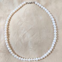 Genuine White Freshwater Pearls Necklace Length: 16" (18" Also Available For +$5) Pearl Size (Average): 7mm Silver Plated Lobster Clasp Closure Comes With Silver Gift Pouch Pearls Necklace, Freshwater Pearl Necklace, White Freshwater Pearl, Gift Pouch, Freshwater Pearl Necklaces, Silver Gifts, Pearl Size, Necklace Length, Womens Jewelry Necklace