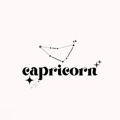 the capricorn zodiac sign is depicted in black and white with stars around it