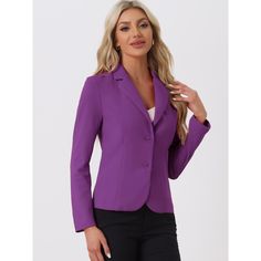 The curved hem and a fitted waist, make this formal blazer different from other blazers and add a stylish twist. Keep your work-wear wardrobe up-to-date by adding this pretty blazer. Pair it with a range of blouses and jeans, a pencil skirt, or cigarette pants, and show off your charming effortless OL style. This blazer suit jacket features a single-breasted design, a fitted waist, and regular hip-length, which make it comfortable for all-day wear. The lapel collar neckline and straight-cut cuff Womens Oversized Blazer, Womens Tailored Suit, Formal Blazer, Spring Blazer, Womens Office, Corset Vest, Crop Blazer, Denim Corset, Fitted Suit