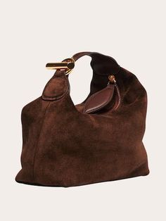 Hot Chocolate - Collagerie Brown Suede Bag, Clever Gift, Suede Bag, Spring Makeup, D 2, Winter Style, Gold Tone Metal, Beautiful Things