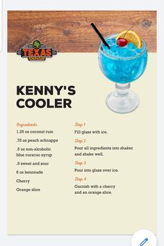 a menu for a drink called kentucky's cooler