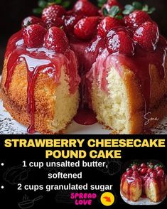 strawberry cheesecake pound cake with 1 cup unsalted butter, softened 2 cups granulated sugar love