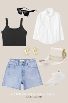 Melbourne Aesthetic Outfits, Summer Fashion 30s, Denim Shorts Outfit Midsize, Melbourne Outfits Summer, Melbourne Summer Outfit, Casual Summer Outfits 2024, Portugal Outfits Summer, Summer Outfits Midsize Women, Midsize Wardrobe