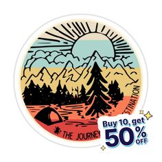 a sticker with the words buy 10 get 50 % off on it and an image of