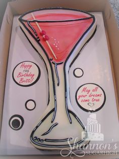 White Vanilla Cake, How To Use Fondant, Grandmas Birthday, Martini Party, 21st Birthday Girl, Happy 19th Birthday