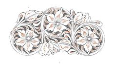 an intricately designed piece of art with flowers and leaves in the center, on a white background