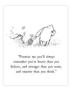 winnie the pooh and piglet quote on white paper with black ink art print