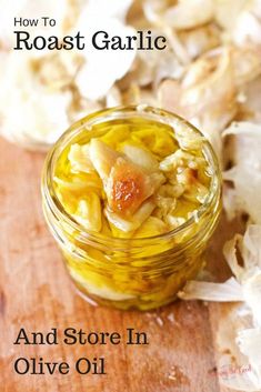 a jar filled with food sitting on top of a wooden table