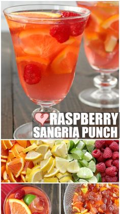 raspberry sangria punch recipe in glasses