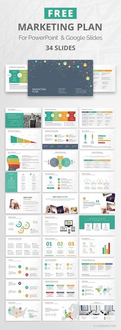 Marketing Plan PowerPoint Template Ppt Free, Customer Acquisition, Powerpoint Tutorial, Powerpoint Tips, Powerpoint Slides, Social Media Planning, Free Market