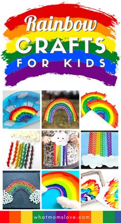 rainbow crafts for kids with text overlay