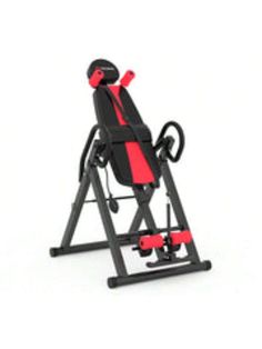 a red and black exercise machine on a white background