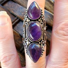 Brand New Handmade Amethyst Antique Design Silver Statement Ring. Size 6.25 925 Stamped New To Poshmark? Use Referral Code Kimberlyn222 To Receive $10. Bohemian Sterling Silver Amethyst Ring With 925 Stamp, Silver Amethyst Ring Stamped 925, Bohemian Sterling Silver Amethyst Ring, Spiritual Sterling Silver Amethyst Ring, Amethyst Ring With Natural Stones For Anniversary, Purple Ring Stamped 925, Purple Crystal Sterling Silver Ring, Nickel-free Purple Amethyst Ring, Adjustable Stamped 925 Amethyst Ring