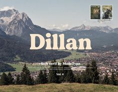 an image of a mountain range with the word dillan on it's cover