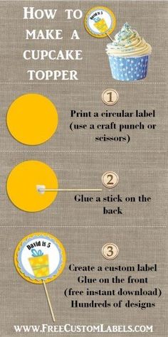 how to make a cupcake topper with instructions on how to use the button