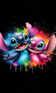 stitch and stitch wallpaper with paint splattered on it