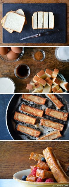 four different types of toasted bread in pans