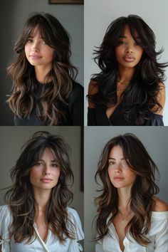 Long Length Hair, Long Brunette Hair, Hairstyles For Layered Hair, Haircuts For Medium Hair, Hair Medium, Long Hair With Bangs, Balayage Brunette, Messy Hair, Trendy Hair