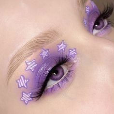 Crazy Eye Makeup, Doll Eye Makeup, Face Art Makeup, Purple Star, Swag Makeup, Purple Makeup, Pinterest Makeup