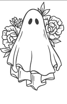 a ghost with flowers around it