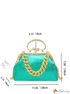 Bird in Bag - Womens Crystal-Coated Metal Chain Shoulder Bag for Party or Everyday Use, Can Accommodate Phone, Wallet, Cosmetics, Green Evening Bags With Chain Strap, Green Chain Shoulder Bag For Party, Green Evening Bag With Chain Strap, Rectangular Chain Shoulder Bag For Parties, Green Clutch With Chain Strap, Trendy Gold Shoulder Bag For Party, Party Clutch Bag With Chain Detail, Green Clutch Shoulder Bag For Party, Green Clutch With Chain Strap For Formal Occasions