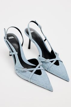 ZARA NEW WOMAN SS24 BLUE DENIM HIGH HEEL SLINGBACK SHOES 41 SIZE ref: 3213/310 Denim Heels, Shoes Heels Classy, Heels Outfits, Heels Classy, Zara New, Slingback Shoes, Denim Shoes, Slingbacks