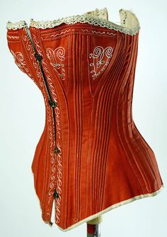 Cotton Corset, Red Corset, Vintage Corset, Period Outfit, Costume Institute, Antique Clothing, Corset Lingerie