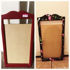 two pictures side by side, one with a frame and the other with a cardboard board in it