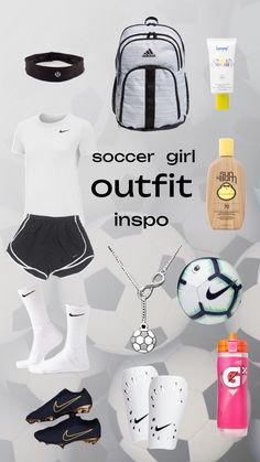 the soccer girl outfit is displayed with accessories