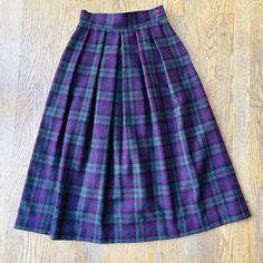 Purple Plaid Vintage Wool Skirt by College Town Womens Size 5 30" long x 12" wide.  No stains or tears.  Made in Greece. Purple Tartan, Purple Tartan Skirt, Vintage Purple Lined Skirt, Retro Plaid Lined Skirt, Retro Plaid Cotton Skirt, College Town, Purple Plaid, Wool Skirts, Vintage Wool