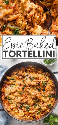 Crowd-pleasing baked tortellini is a delicious cheesy casserole with extra oomph thanks to an easy yet flavorful tomato and meat sauce. With fewer than 10 ingredients and about 10 minutes of prep, this is a terrific way to deliver a hot meal on busy nights. It's easy to make ahead, too.