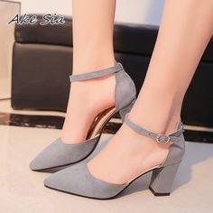 Sexy High Heels Shoes &ndash; Momytees Pointed Sandals, Square High Heels, Gaun Koktail, Hak Tinggi, Velvet Sandals, Basic Heels, Heels Classy, Womens Summer Shoes, Fashion Heels