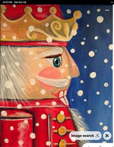 a painting of a nutcracker wearing a crown