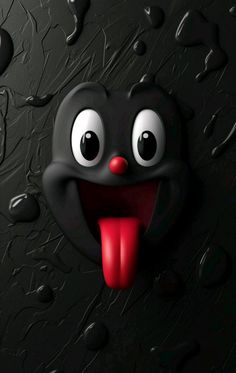 a black and red wall with rain drops on it, which has a smiling face