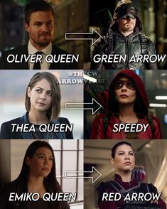 the arrow cast is shown in four different ways to describe their character's abilities