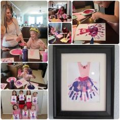 a collage of photos with children's handprints and pictures on them