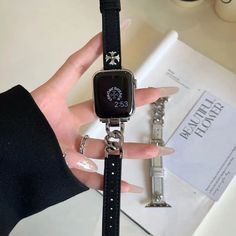 Stylish Silver Leather Apple Watch Band lack Elegant Black Leather Strap Apple Watch Band, Elegant Black Leather Apple Watch Band, Luxury Black Apple Watch Band, Trendy Black Bracelet Strap Apple Watch Band, Modern Black Watch Bands As Fashion Accessory, Trendy Black Apple Watch Band With Bracelet Strap, Modern Black Watch Accessories, Trendy Black Apple Watch Band, Trendy Black Rectangular Apple Watch Band