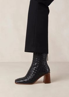 Boots | ALOHAS Sustainable Leather, Zipper Heels, Stylish Boots, Black Leather Ankle Boots, Black Braids, Gorgeous Shoes, Fall Favorites, Summer Staples, Braided Leather