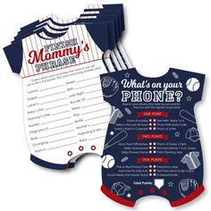 a baby's first birthday party game with an image of a baseball jersey on it