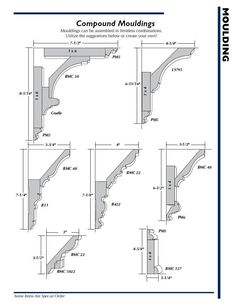 an architectural drawing showing the steps and balconies for compound moulding, with measurements