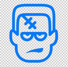 a blue and white face with an x on it