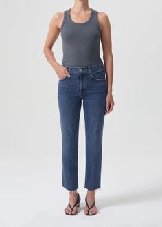 If you like Agolde's iconic Riley - you will love the Kye. Crafted in their signature low stretch denim and designed with a comfortable mid-rise waist and a straight leg silhouette that hits just above the ankle - makes this new style the perfect everyday jean. Details: Closure: Zip FlyRise: 10 1/4"Inseam: 27"Leg Opening: 15"Model is 5'10" and is wearing a Size 27Fabric: 59% Organic Cotton 40% Ecovero Viscose 1% Elastane Agolde Jeans, Straight Crop Jeans, Vintage Indigo, Loose Fit Jeans, Medium Wash Jeans, New Wardrobe, Stretch Jeans, New Style, Cropped Jeans