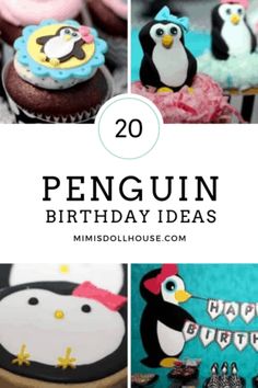 penguin birthday party ideas with cupcakes and cake