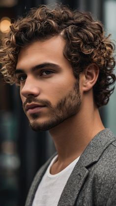 short curly mens hairstyles Very Curly Hair, Curly Hair Hairstyles, Messy Haircut, Crop Hair, Hairstyles For Men, Facial Features