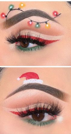 Christmas Makeup Looks, Teknik Makeup, Make Up Mata, Xmas Makeup, Halloweenský Makeup, Make Up Designs, Christmas Eye Makeup, Christmas Makeup Look, Smink Inspiration