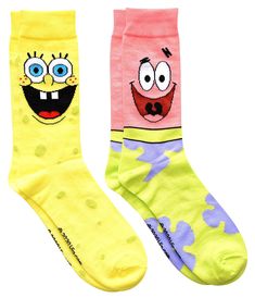 PRICES MAY VARY. Officially Licensed Spongebob Squarepants Socks Fits men's Shoe Size 6-12 Includes 2 Pairs of Crew Socks (1 pair of each design) Perfect for a Halloween Costume or everyday casual use. Enjoy wearing Spongebob or Patrick in his green shorts. Fun vibrant colors and designs, just look at those happy faces! Hyp Spongebob Squarepants and Patrick Men's Crew Socks 2 Pair Pack Couple Crocs, Mens Novelty Socks, Happy Faces, Mens Crew Socks, Patrick Star, Men's Shoe, Grown Man, Spongebob Squarepants, Happy Face