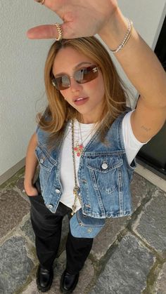 Denim Vest, Sunglasses