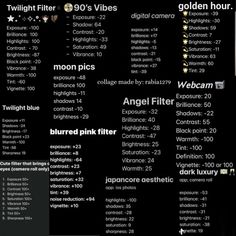 an info sheet with different types of filters